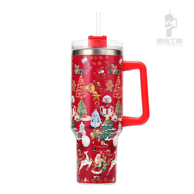 Wholesale Tumbler 40oz Stainless Steel Christmas Car Portable Straw Thermos Cup Ice Bullies Cup